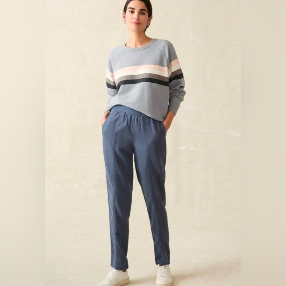 Faherty Arlie Linen Pants XL Blue Pull On